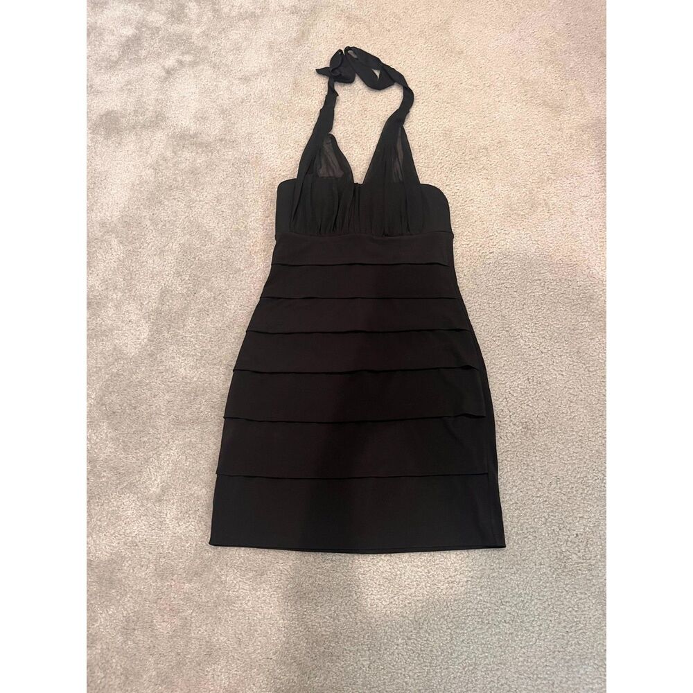 Sweet Storm black tiered halter mini dress, size M, Party and Cocktail